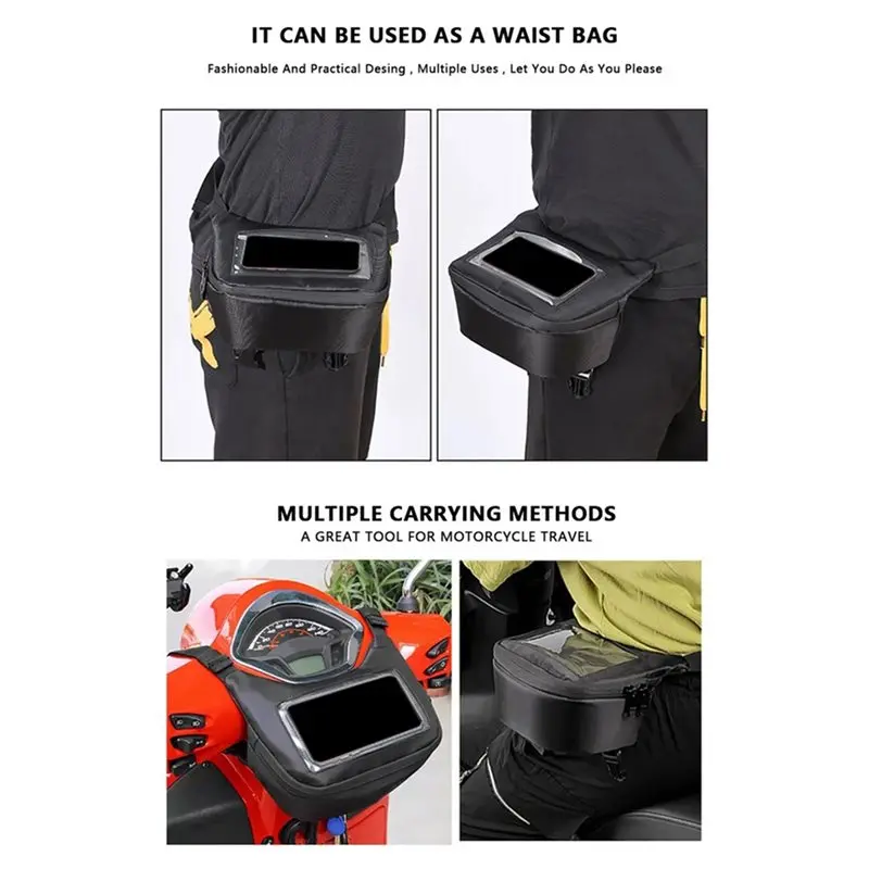 NEW HOT In Stock-Portable Hiking Cycling Travel Satchel Fanny Pack Motorcycle Waterproof Handlebar Bag Front Touch Screen Waist view 2
