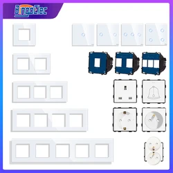 Bingoelec DIY Series White Glass Panel Wall Switch EU French electrical outlets USB socket TV Touch Module DIY