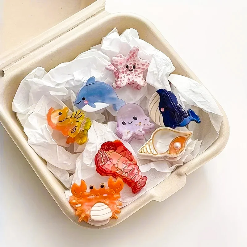Acetate Ocean Animal Hair Clips for Women Non-Slip Summer Beach Accessories Crab Starfish Whale Multi-Pack Gifts image 2
