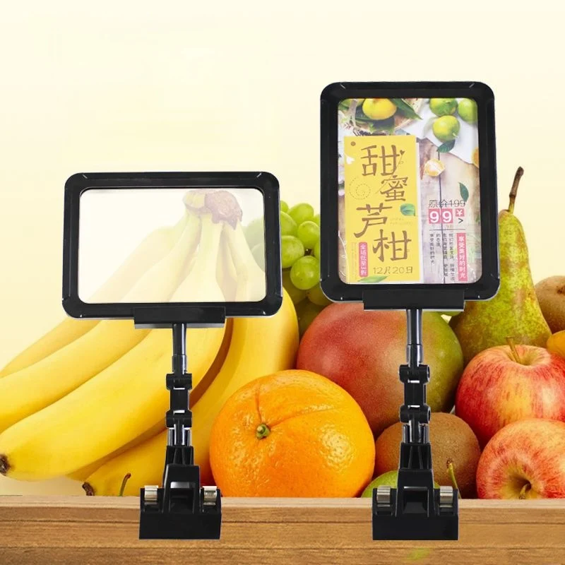 

5 Pieces A5 Adjustable Plastic Sign Holder POP Clip Supermarket Rotating Price Label Card Tag Advertising Poster Frame