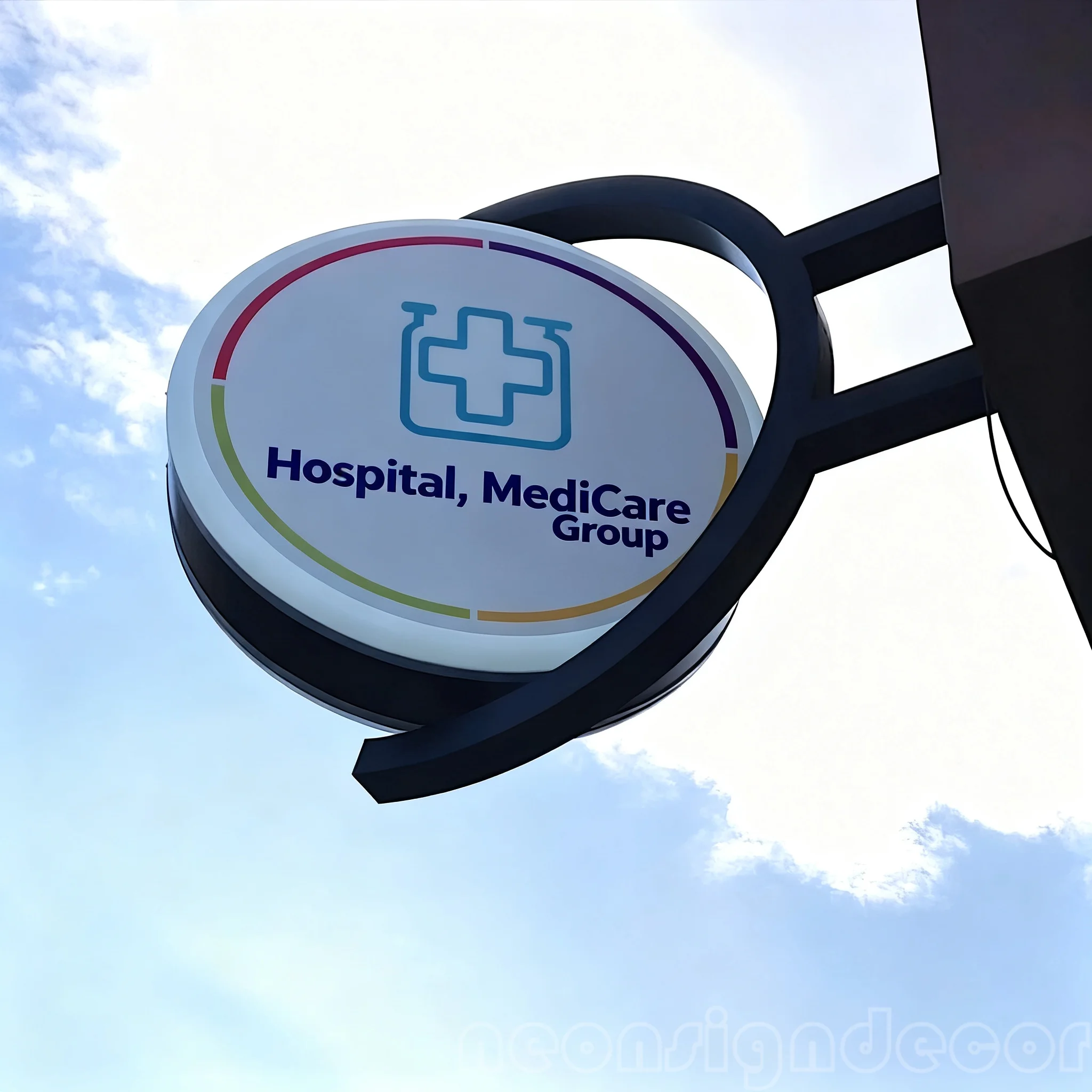 Hospital 360 Rotating Sign, Outdoor Light Box, Business Sign, Personalized Logo Sign, Double Sided Lighting Sign