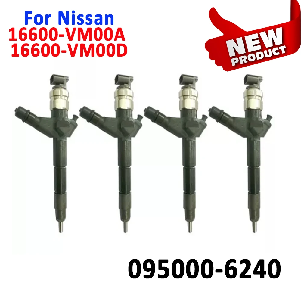 ORLTL 4PCS Diesel Common Rail Injectior 095000-6240 Fuel Injection 095000-6241 For Nissan 16600-VM00A 16600-VM00D DCRI106240