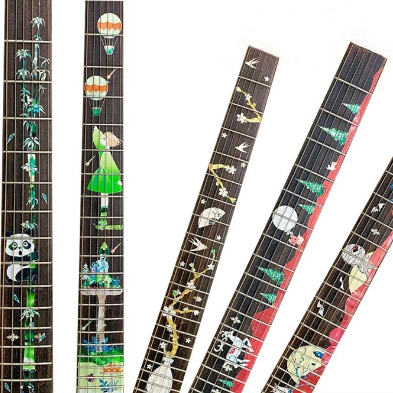 Creative Guitar Stickers Cute Funny Cross Inlay Decals Fretboard Sticker for Electric Guitar Bass Ukulele Fingerboard Sticker