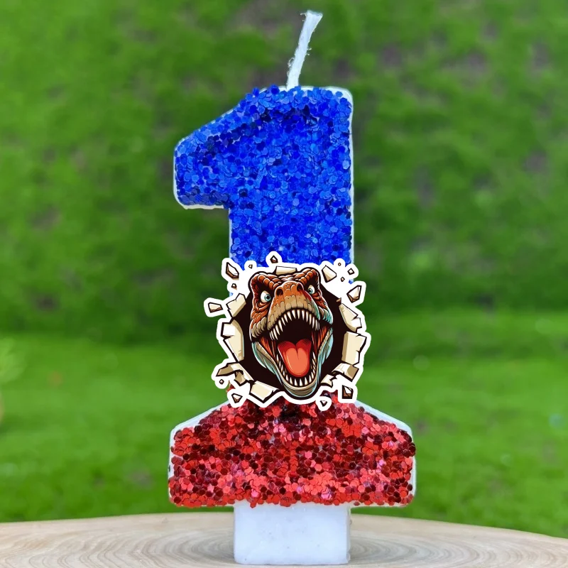 Jurassic Dinosaur T-Rex Digital Candle Number 0-9 Kid Birthday Cake Decoration Supplies Cartoon Anime Party Accessories Supplies