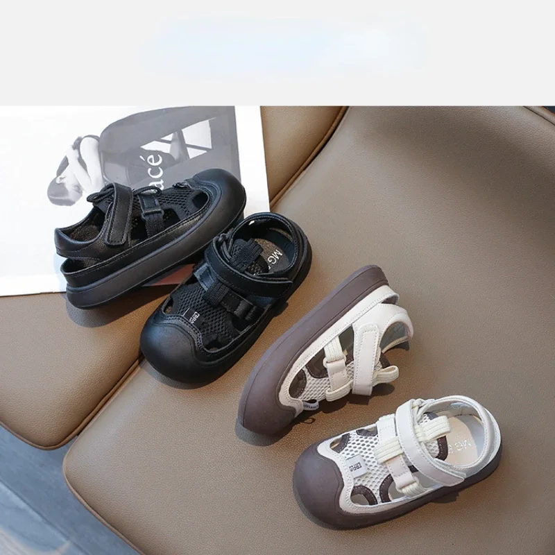 

Children Sandals for Girl 2024 Summer New Fashion Soft Comfortable Anti-kick Air Mesh Cut-outs Breathable Versatile Beach Shoes