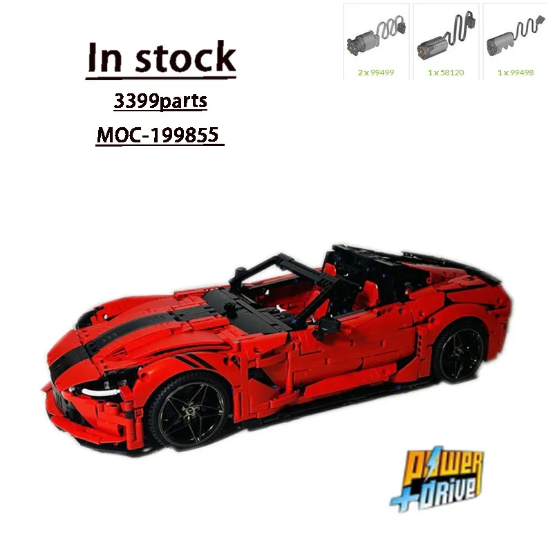 MOC-199855 bloques de carreras de coches deportivos icónicos rojos, modelo 3399 piezas MOC, bloques de construcción creativos para niños, juguete para regalo de cumpleaños