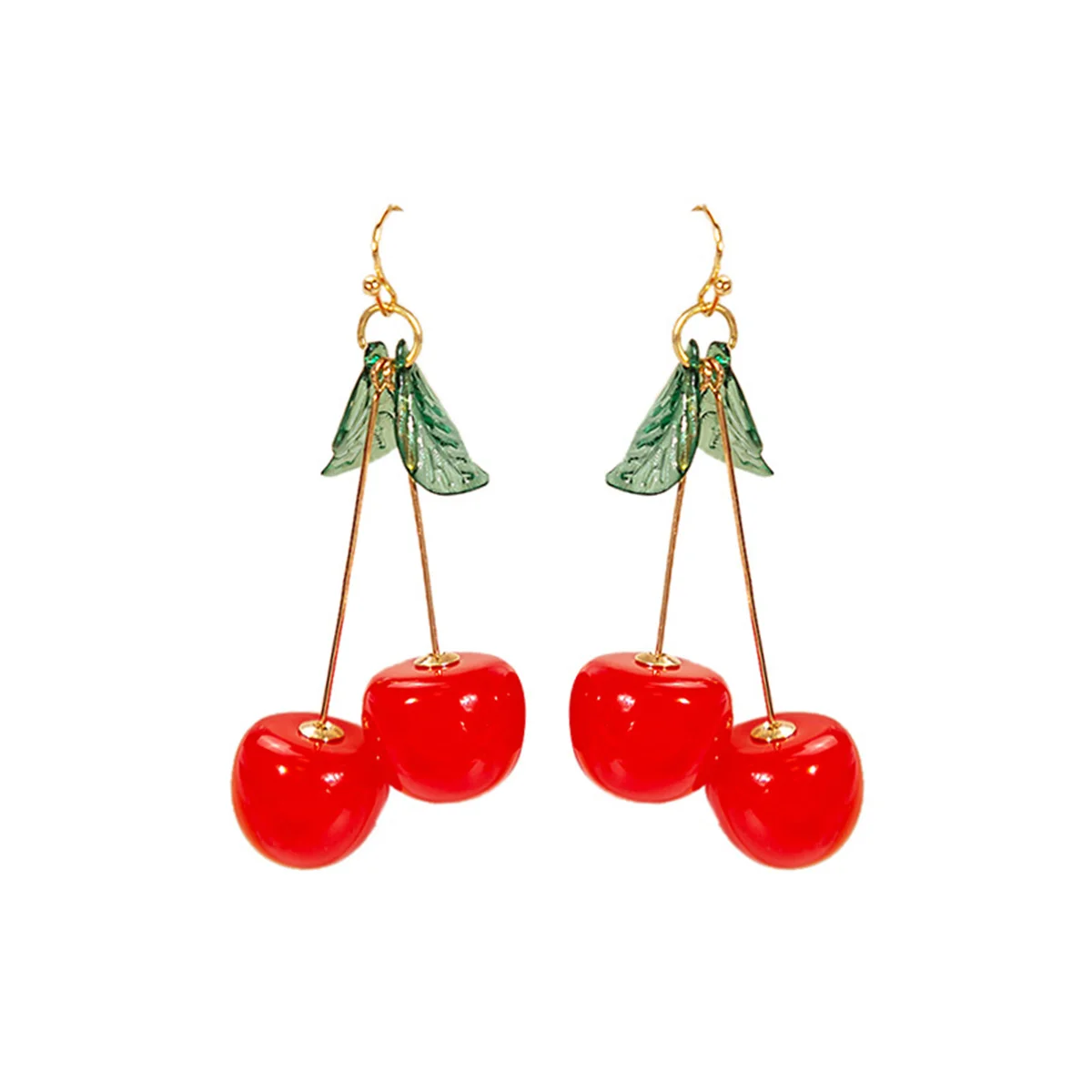 Elegant Cherry Stud Earrings Cute Fruit Cherry Beads Pendant Earrings Dangle Earrings Gifts Girl Jewelry Party Drop Earrings