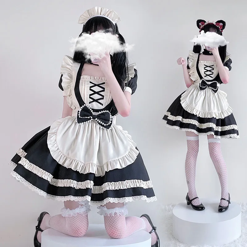 

Japanese Black and White Lolita Maid Cos Boss Cat Plus Size Maid Two-dimensional Cosplay Manservant Lolita Dress