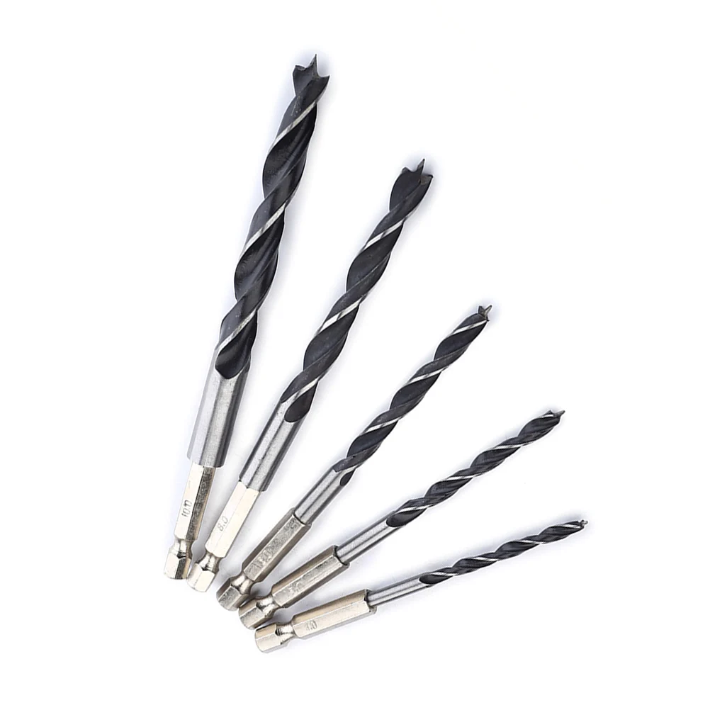 Set di punte da trapano da 5 pezzi Set da 1/4 di pollice per flauto a spirale resistente Punto diviso Trapano per lavorazione del legno in acciaio ad alta velocità per metallo inossidabile