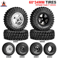 AUSTAR 1.3 inch RC Tires 1/18 Wheels & Tires Set 4pcs 7mm Hex Metal/Plastic Wheel Rim for 1/18 TRX4M RC Crawler Car Upgrade Part