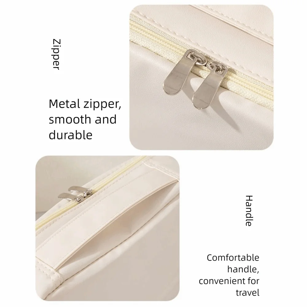 

Handheld PU Vertical Makeup Bag Large Capacity Standable Skincare Storage Bag Partitioned Portable Pencil Case School Supplies