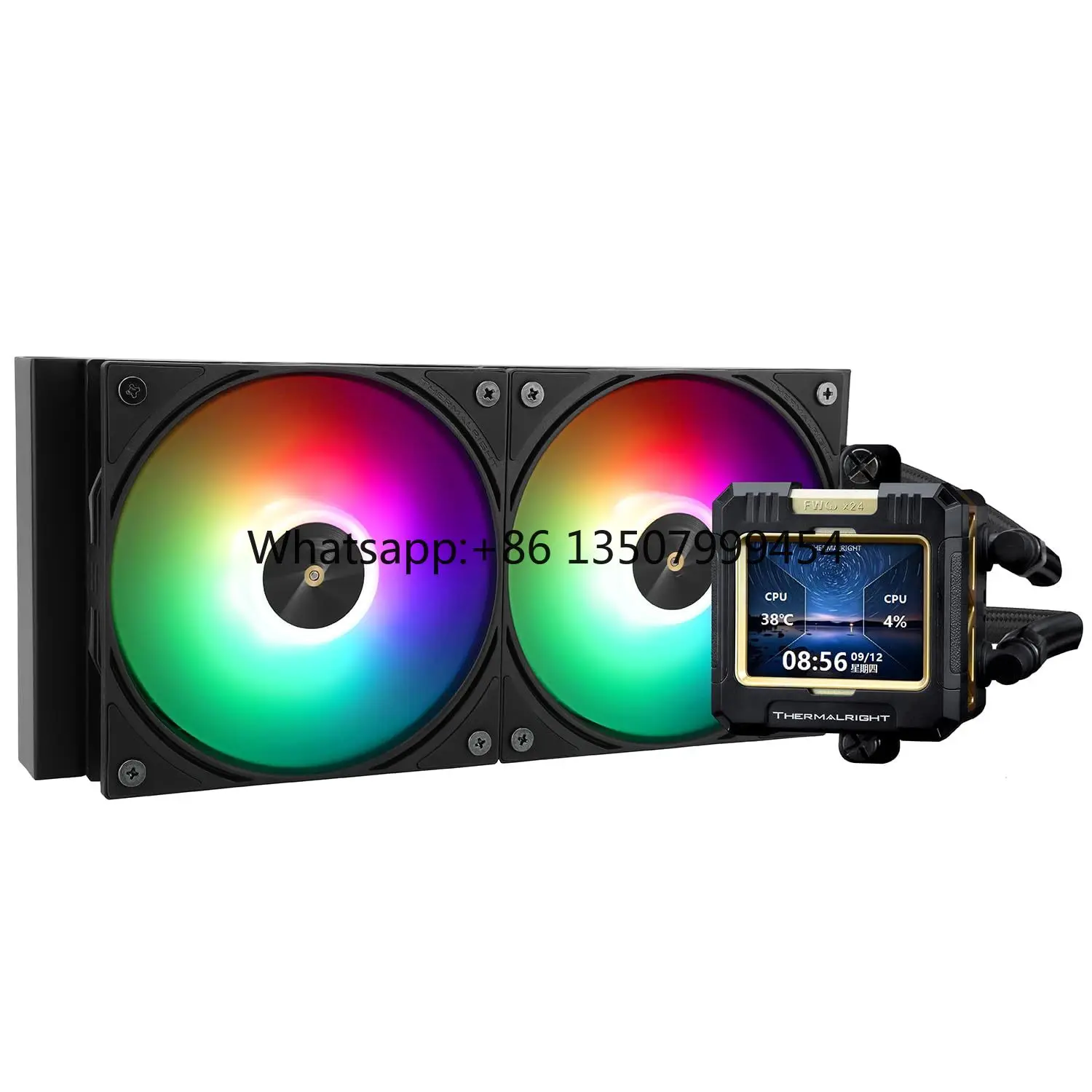 Enfriador de Agua para CPU Thermalright FW 240 Negro, Dos Ventiladores PWM a 3000 RPM, Pantalla LCD IPS, Enfriador Líquido para CPU AMD