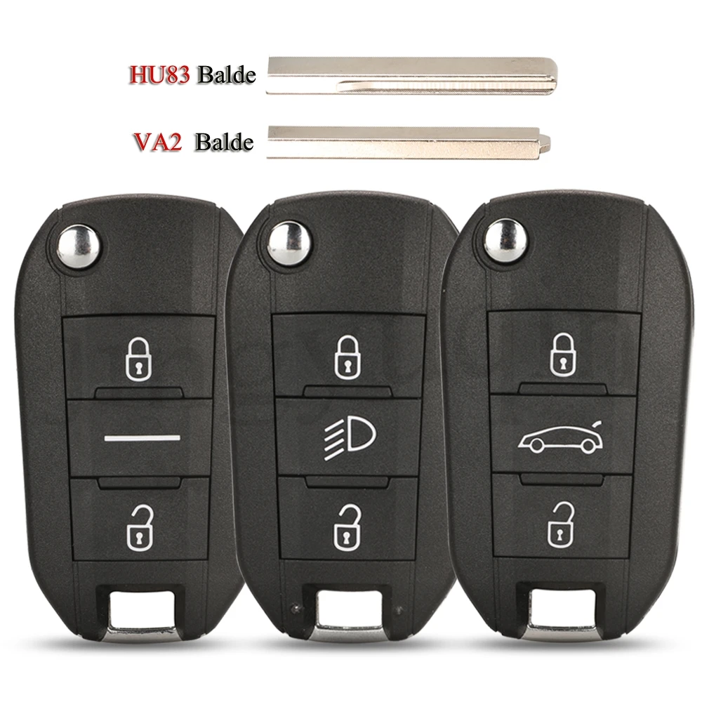 

jingyuqin 10PCS/Lot Flip Remote Car Key Shell For Peugeot 208 2008 301 308 508 5008 RCZ Expert For Citroen C-Elysee C4-Cactus C3