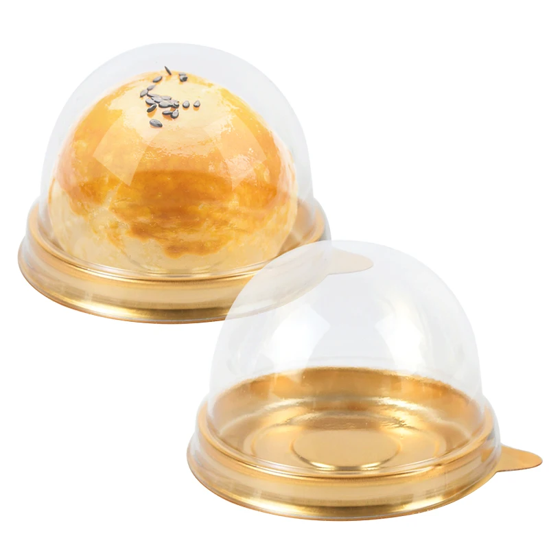 10/50Pcs Transparent Mini Gold Black CakeDessert Package Boxes with Dome Wedding Birthday Party Baking Dessert Cake Box Supplies