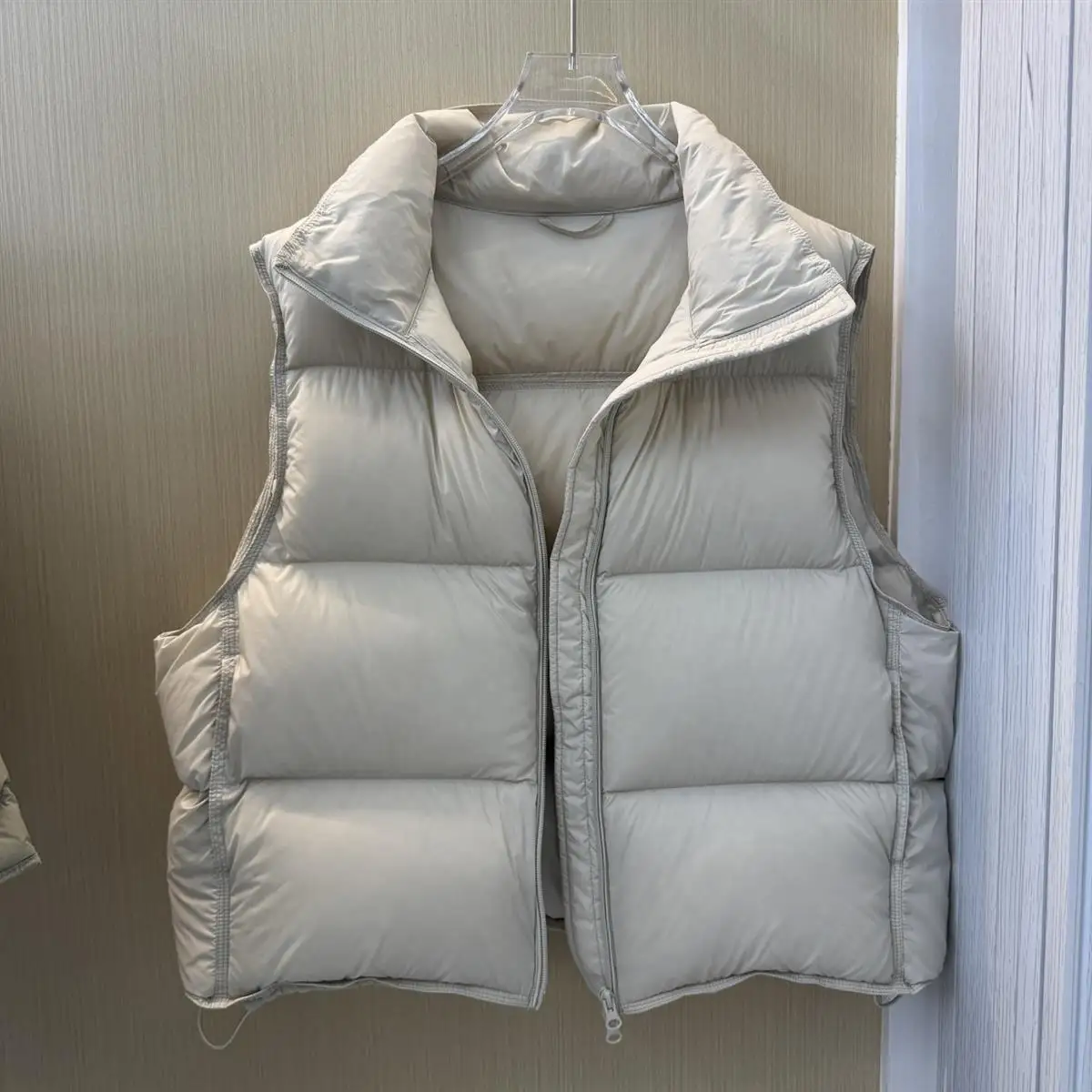 

Faionable Du down Vest ort Puffy Thiened Autumn Winter Women's Clothing Straight Cut 50% down Quilted Zipper ket