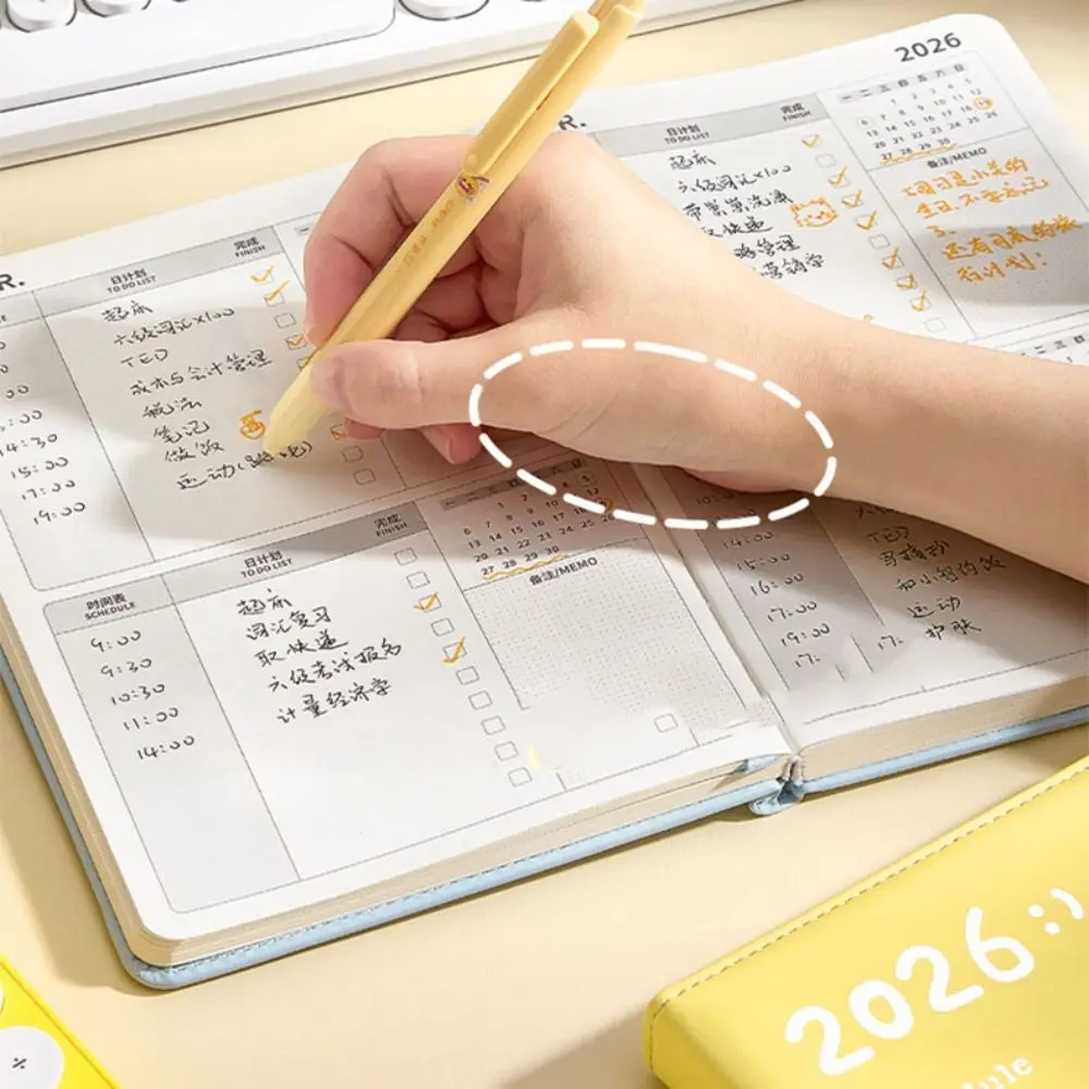 

Портативный блок расписания A5 2026, список дел, планировщик, напоминание, ежедневник, текстурированный календарь из искусственной кожи, офисные принадлежности