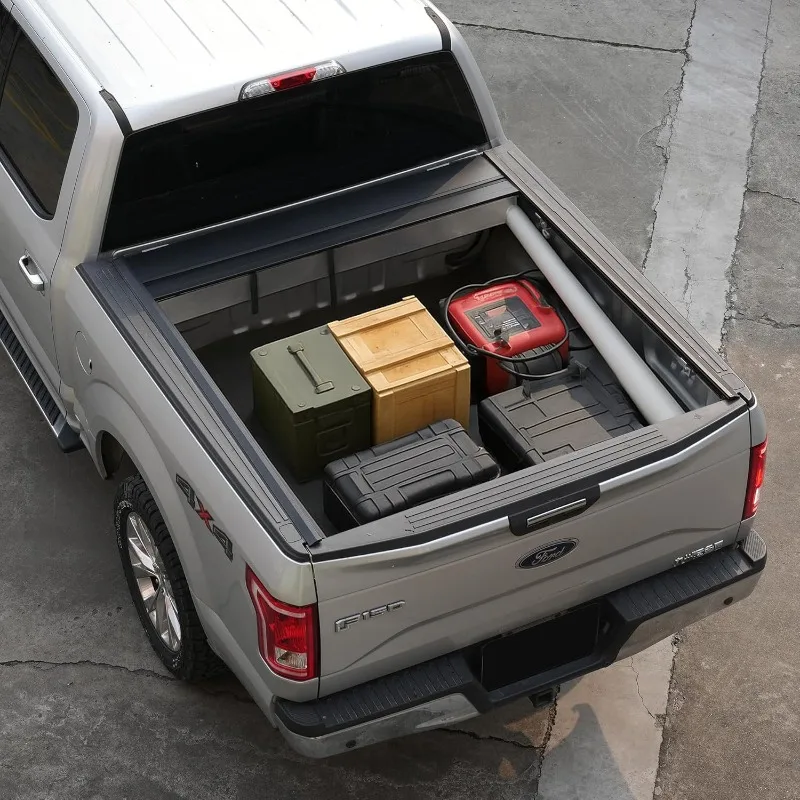 غطاء تونيو لسرير الشاحنة الصلبة القابل للسحب يناسب 2022-2025 سرير تندرا 5'6 بوصة، مع مسار، لوحة ألومنيوم مقاومة للماء،