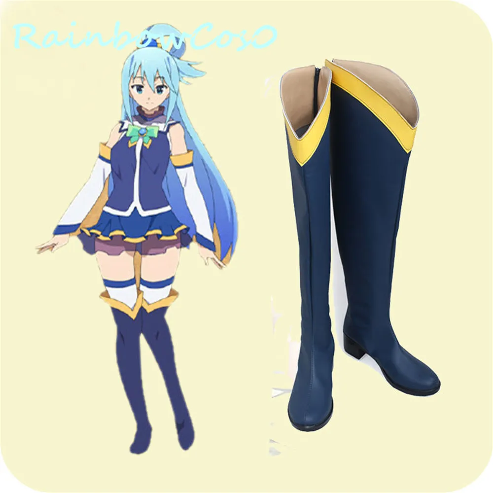 Aqua KonoSuba God's Blessing on This Wonderful World Cosplay Shoes Boots Game Anime Halloween Christmas RainbowCos0 W5983