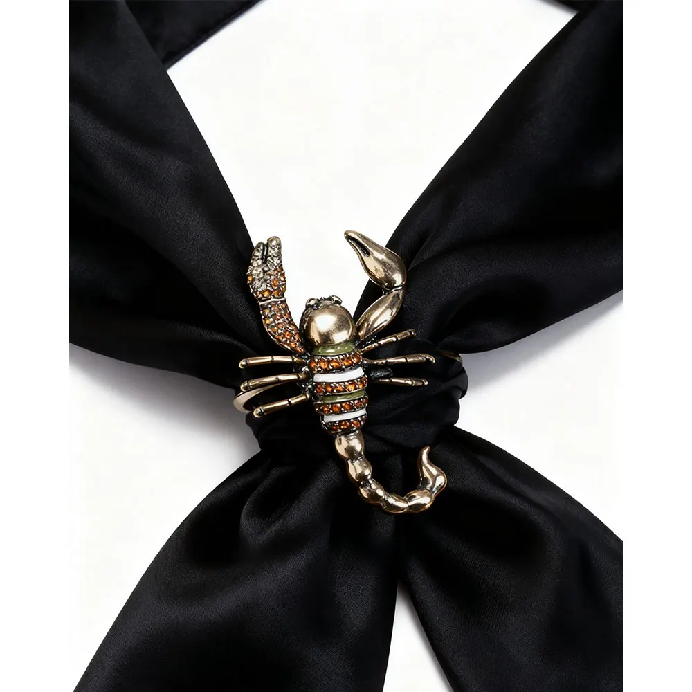 Y2k gótico escorpião cachecol fivela aparar xale clipe hijab broche pino acessório de moda unisex elegante acessório na moda