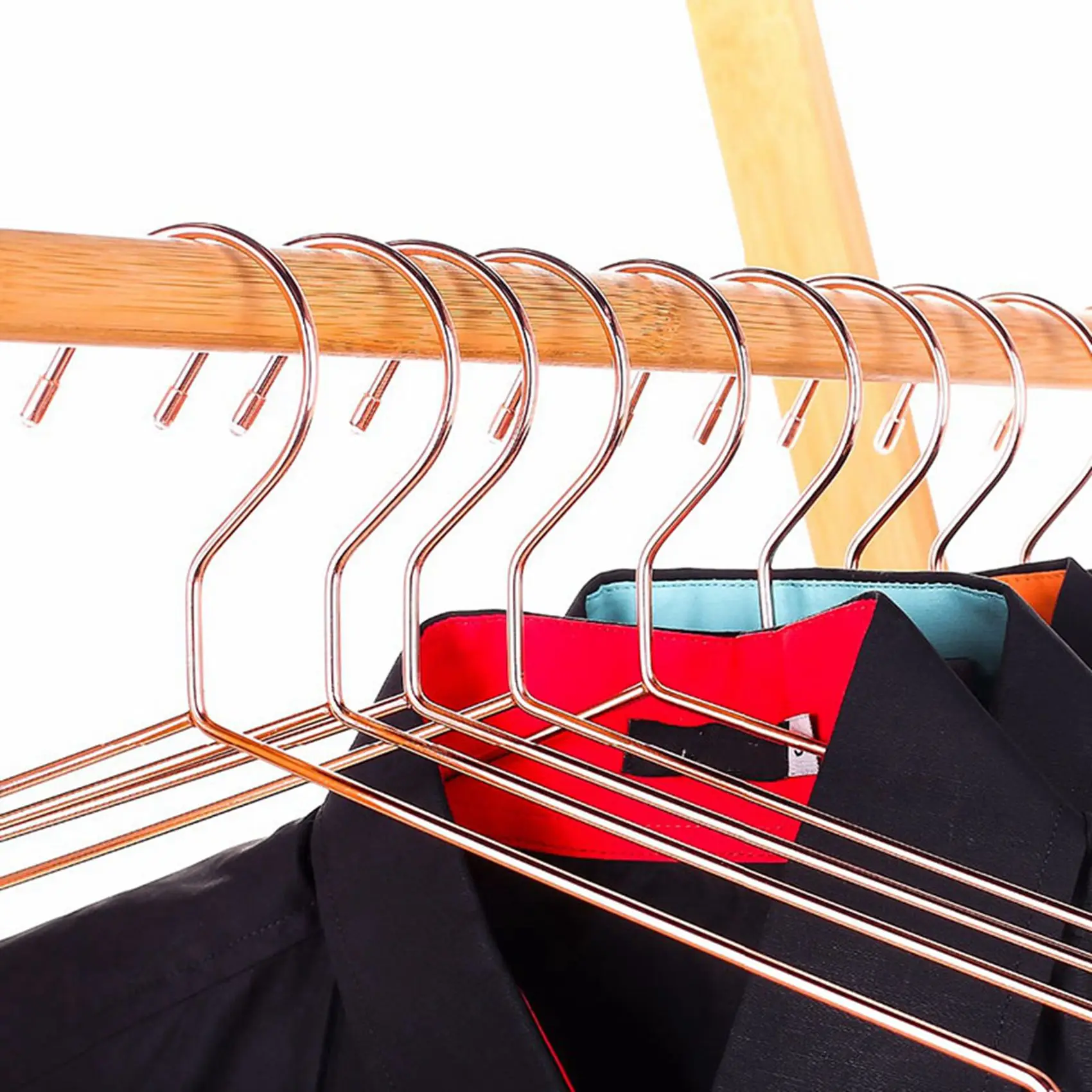 AB46-20Pcs Rose Copper Gold Metal Clothes Shirts Hanger With Groove, Heavy Duty Strong Coats Hanger, Suit Hanger Rose Gold