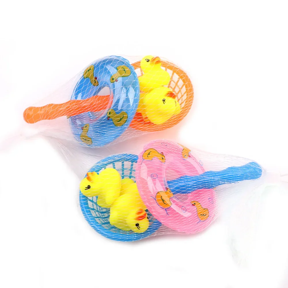 Water Yellow Ducks Fishing Net Toys Kids Floating Bath Toys Mini Swimming Rings Rubber Baby Bathing Swimming Set 상어장난감