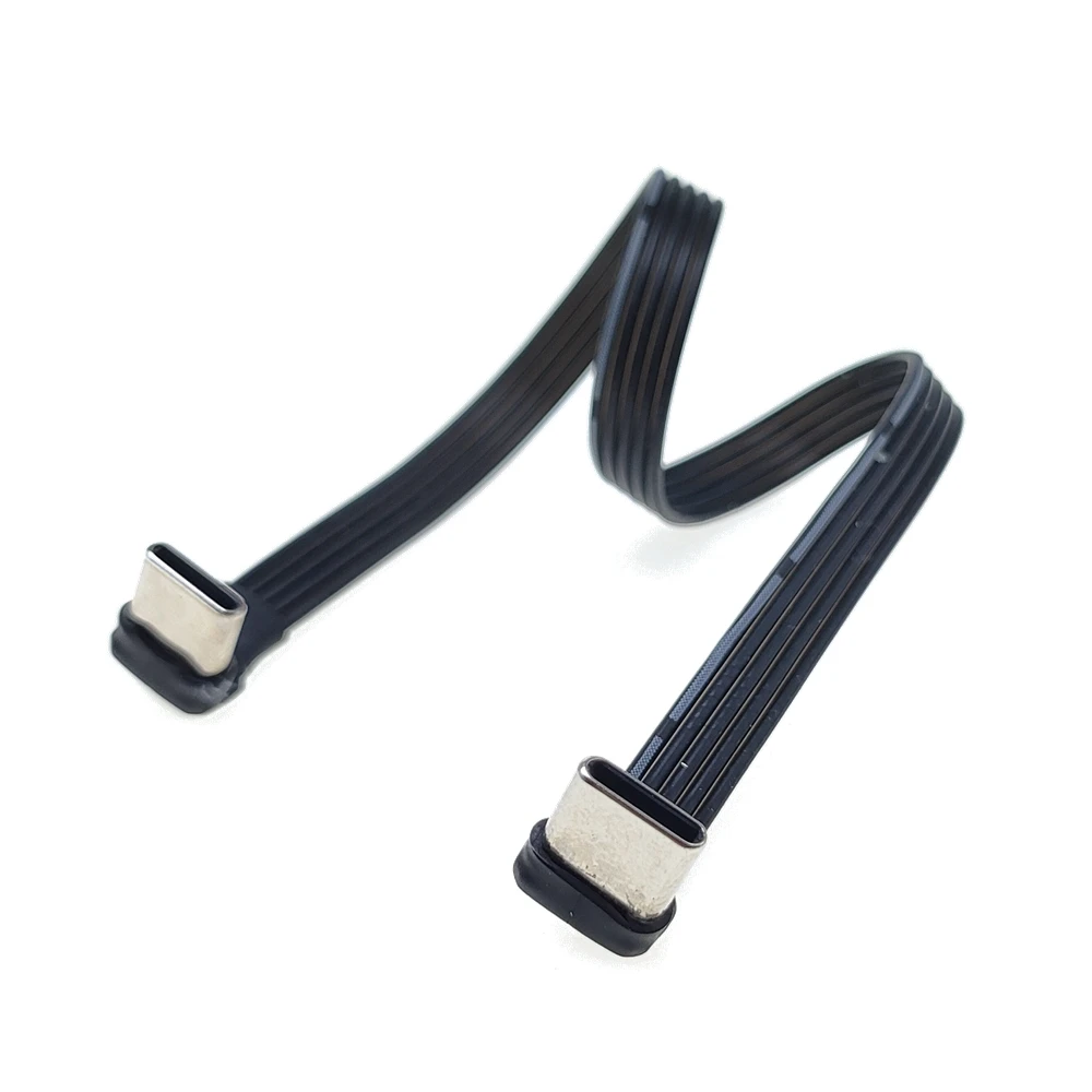 USB 2.0 C 타입 밴드 플랫 케이블 연장 FPC 케이블, USB 2.0 USB-C, 90 ° 위 아래 각도 플러그, TV PC용 5Cm-1M