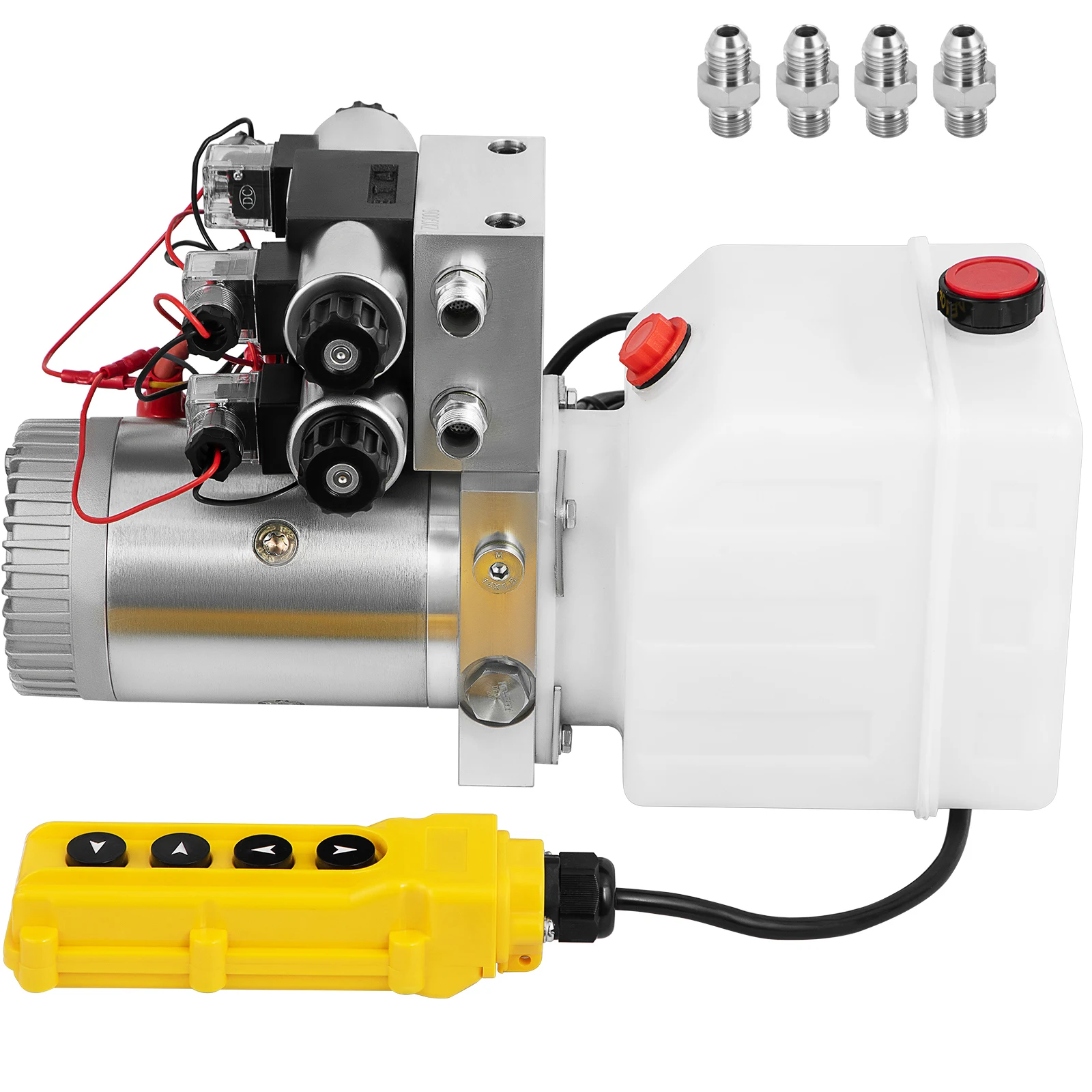 SucceBuy 12V DC Double Acting  Solenoid Hydraulic Power Pack Car Jack With 4.5L Tank  Dump Trailer Electric Lifting Tools