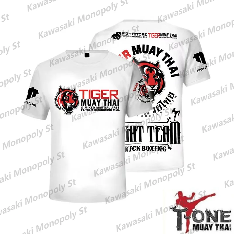 2024 New Summer Men MMAA Thai Tiger Boxing Gym arti marziali miste tuta da allenamento ad asciugatura rapida KID/t-shirt con scollo a o per adulti