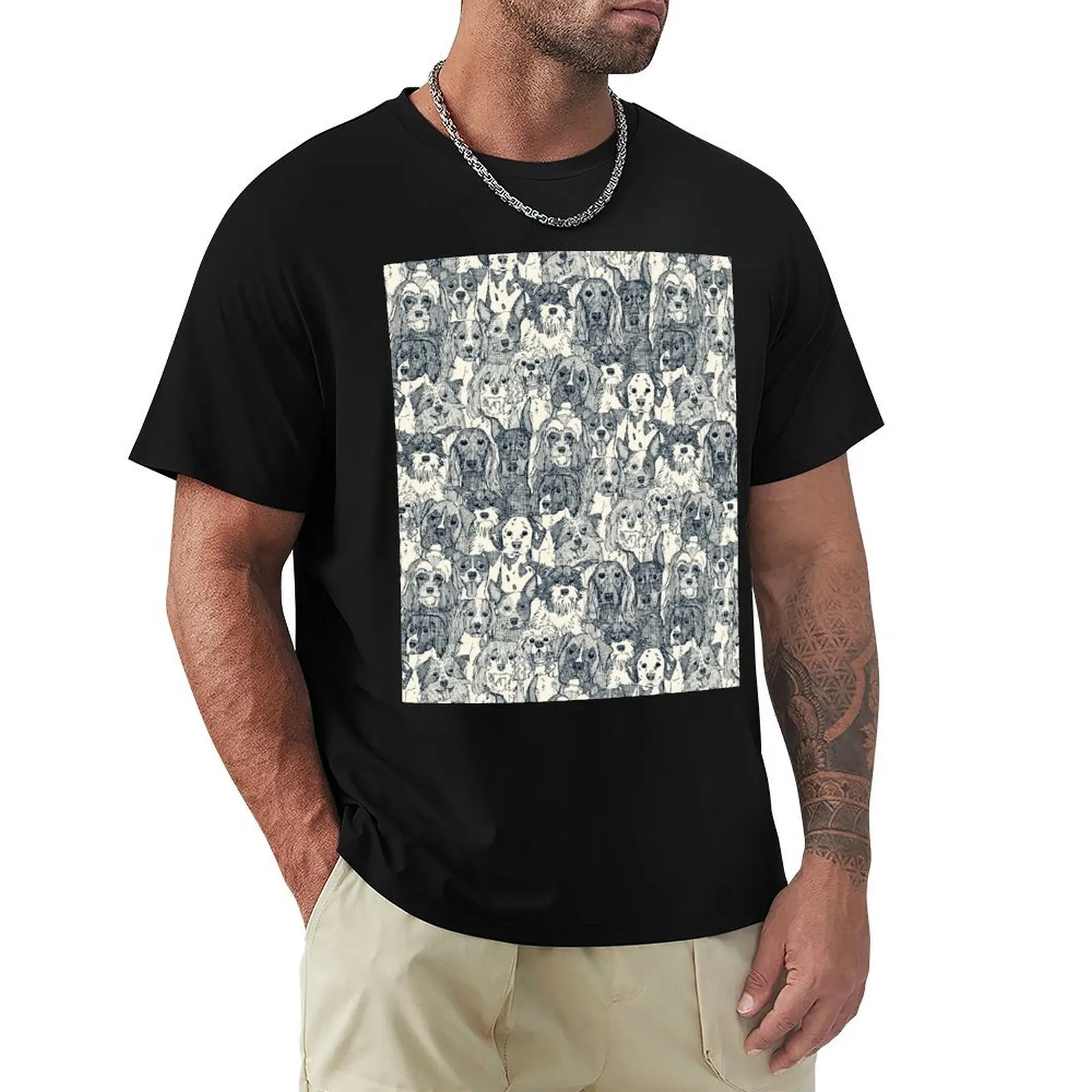 dogs aplenty indigo pearl T-Shirt Work Wear Simple Tee Shirt