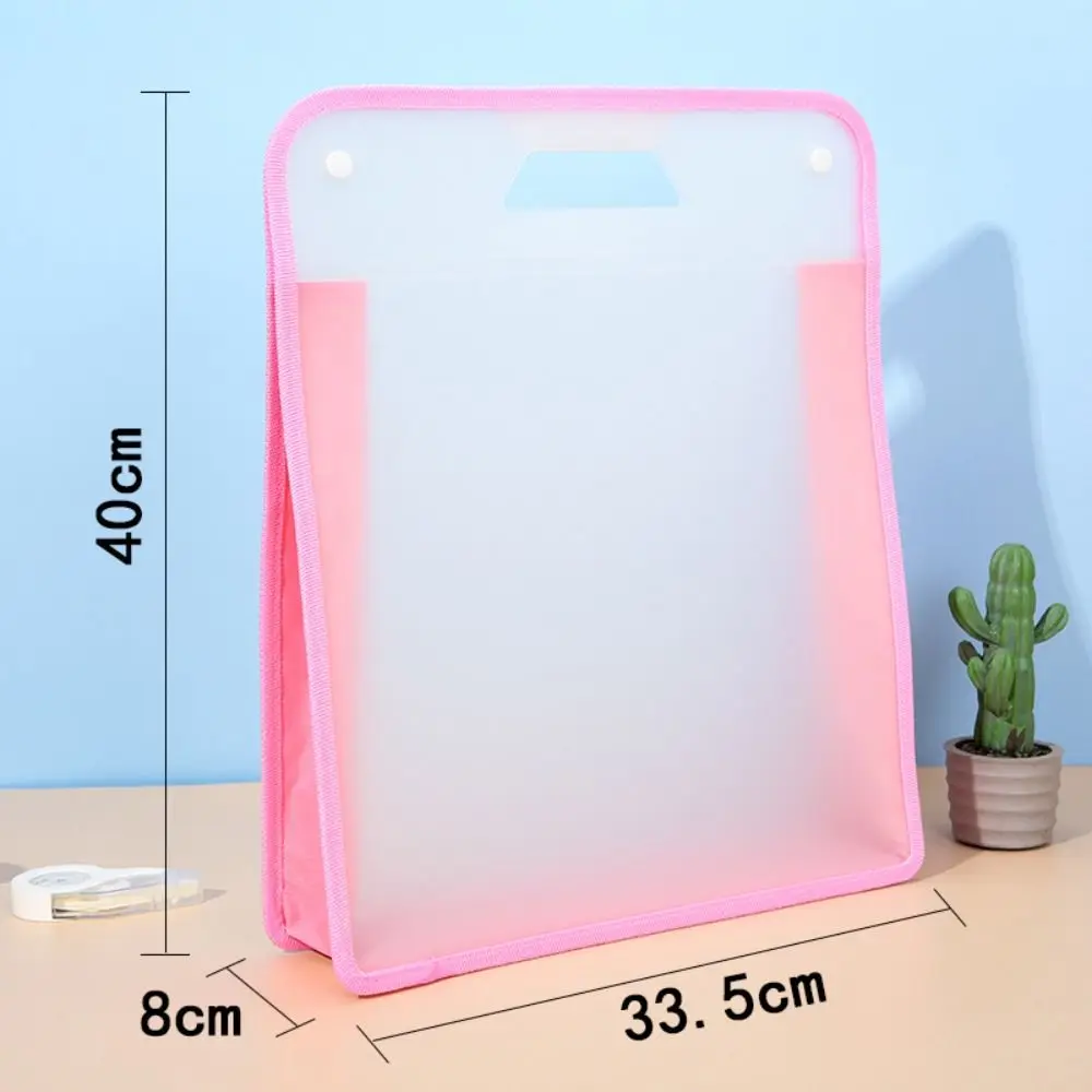 Handle Transparent File Folder Sanding Lightweight Snap On Vertical File Pouch Document Tutoring A4 File Storage Bag Students