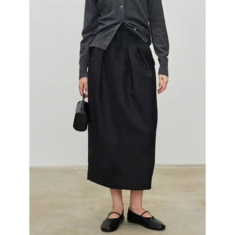 

Maxdutti Minimalist Retro Pleated Floral Bud Skirt High Waist Midi Skirt Women's Skirt Woman Clothing Faldas Skirts Female 2026