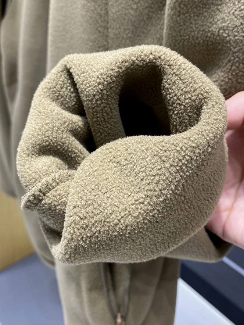 

Men's Casual Fce Jaet Stand Collar Thiened Polyester Fiber Autumn Winter Outdoor Warmth Retention Zipper Closure Coat