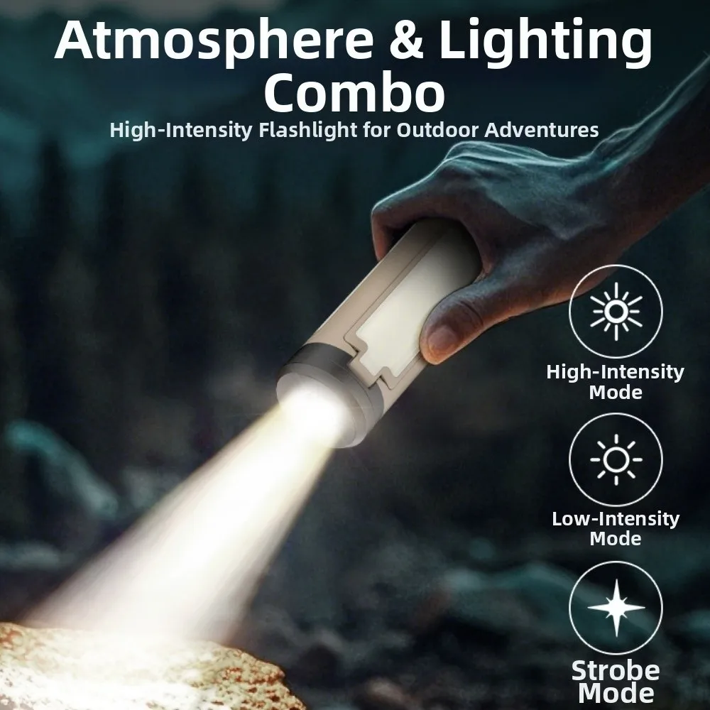 Multipurpose LED COB Camping Light Foldable Waterproof Work Light Flashlight 1200 MAh Rechargeable Hanging Tent Light Outdoor