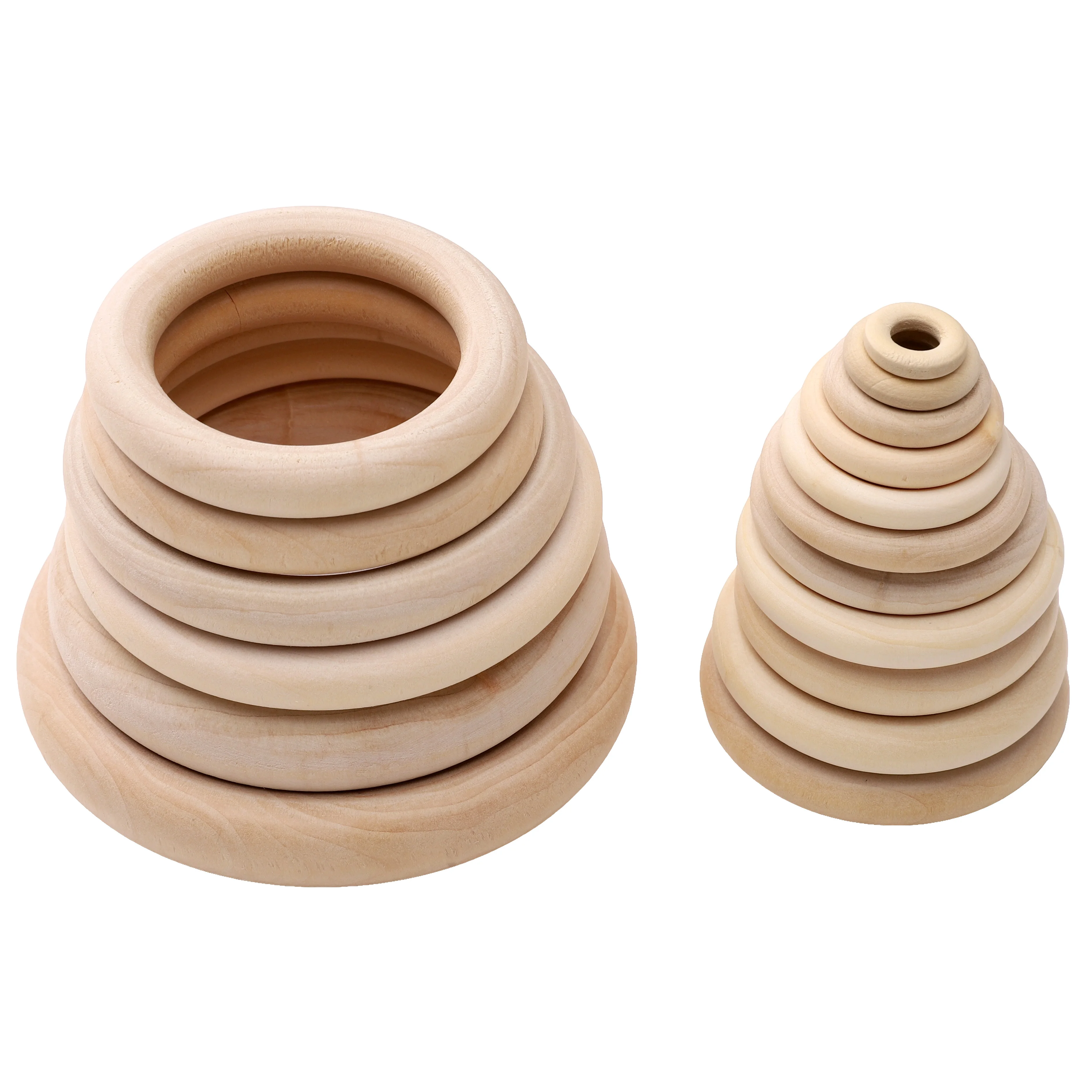 1-10Pcs 15-100mm Natural Solid Wooden Jump Rings Wood Hoops For Crafts DIY Keyring Pendant Jewelry Making Connectors Accessories