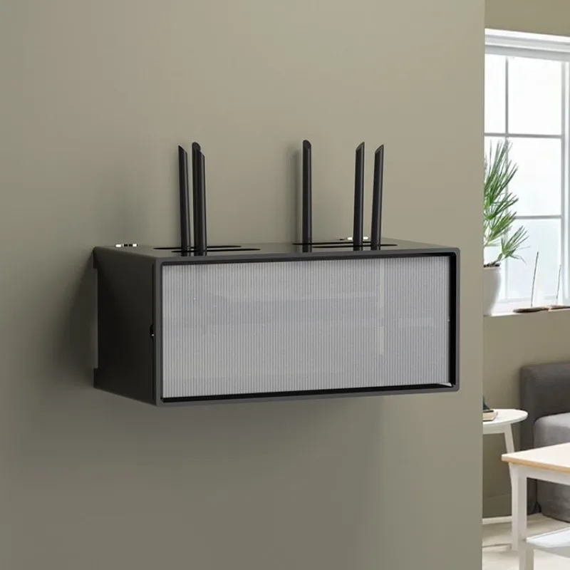 Solid Wood Desktop WiFi TV Set‑Top Box Storage Cabinet Living Room Organizer for Power Strip Broadband Optical Modem Router