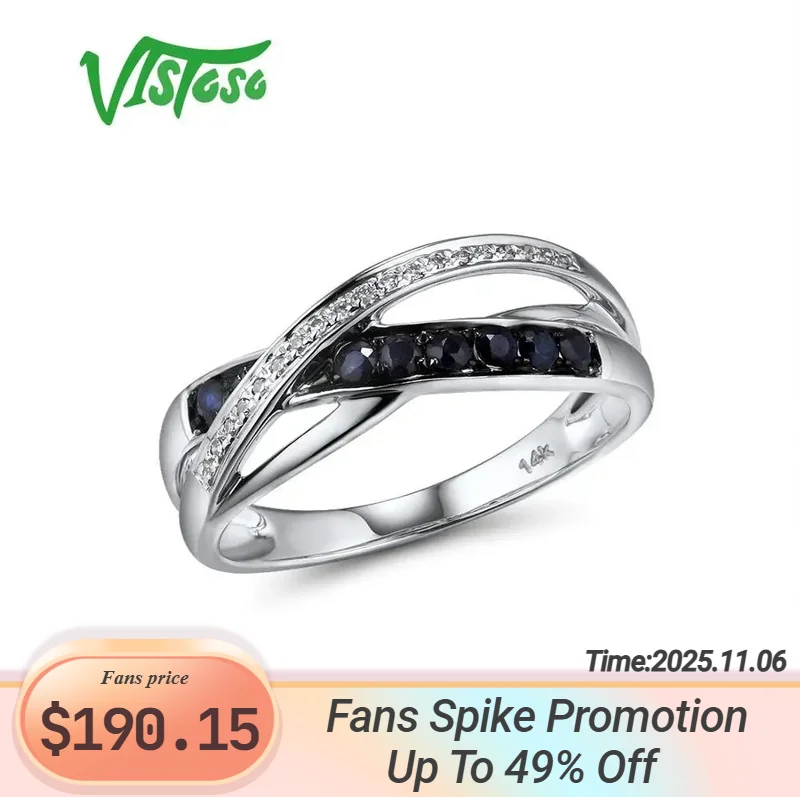 

Золотые кольца VISTOSO для женщин, натуральное кольцо из белого золота 14 карат 585, сапфир, сверкающий бриллиант, ювелирные украшения на годовщину помолвки