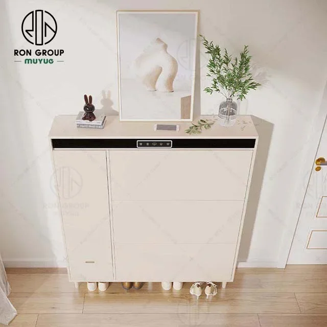 الجملة رخيصة الثمن شقة ذكي خشبي مكافحة سقوط تخزين الأحذية الرف المنزل خزانة الأحذية الذكية مع البراز