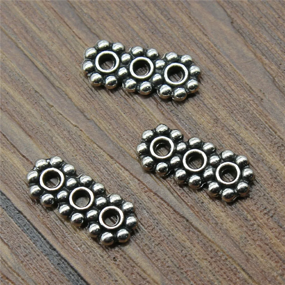 40pcs 15x6mm Spacer Beads For Jewelry Making Bracelet DIY Three Holes Spacer Beads Charm Spacer Beads