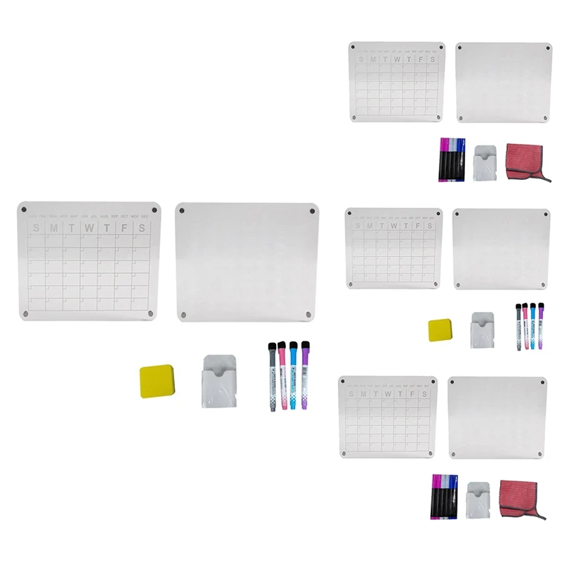 

2Piece Magnetic Dry Wipe Erase Board For Fridge Calendar For Refrigerator Note Board Eraser Acrylic Clear 43X30cm