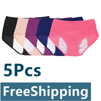 5 Pcs/Pack Menstrual Period Panties Women Leak Proof Cotton Comfort Incontinence Briefs High Waist Sexy Mesh Underwear Plus Size