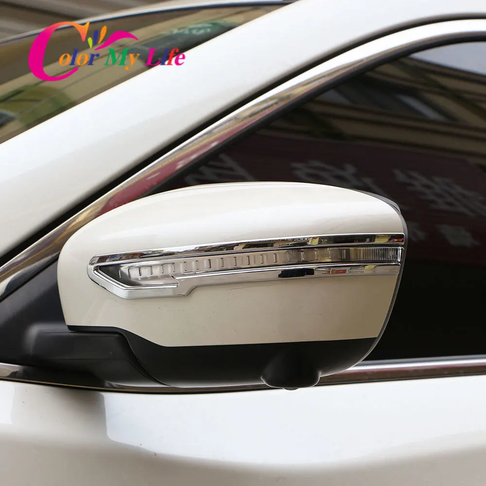 

Color My Life Chrome Rear Rearview Mirror Protection Cover Trim Sticker for Nissan Qashqai J11 X-trail T32 2015-2020 Accessories