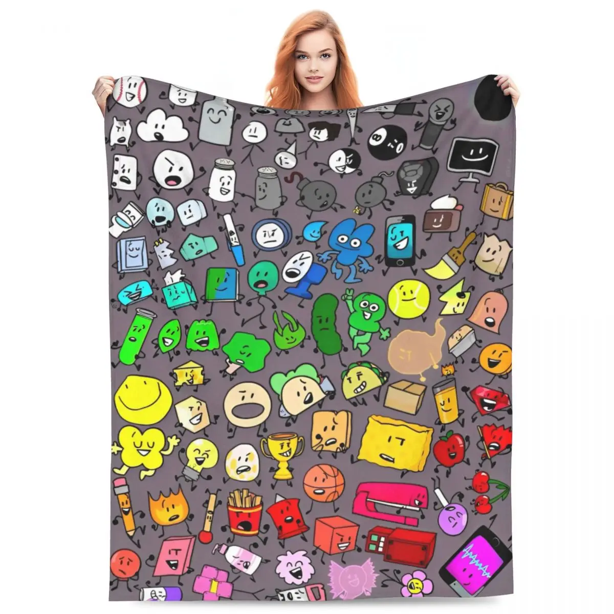 BFDI Charters! Fleece Throw Blanket Battle for Dream Island Blankets for Home Bedroom Warm Quilt