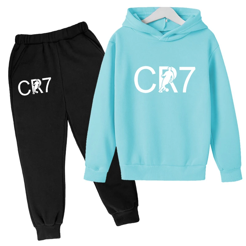 Kids CR7 Sports Brand Clothing Spring and Autumn Hoodie Boys Girls Top + Trousers 2P Sportswear Coat Casual Fashion Jogging Set