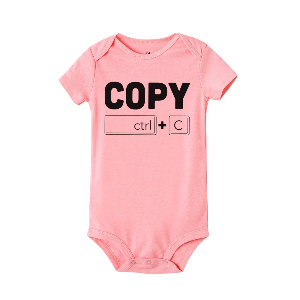 Copy Paste Twin Newborn Toddler Jumpsuit Ctrl+c Ctrl+v Print Funny Baby Clothes Boy Girl Short Sleeve Romper Infant Shower Gift