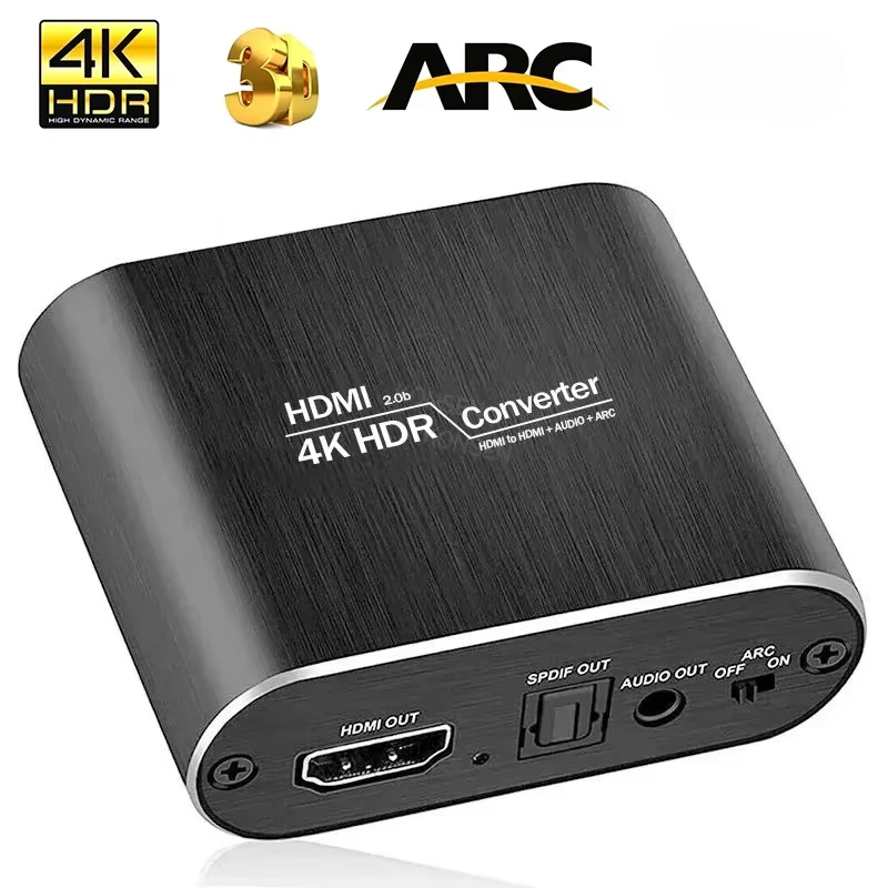 4K HDMI Audio Extractor with ARC Return Switch HDMI to Optical Toslink SPDIF + 3.5mm Audio Converter for PS5 Xbox TV