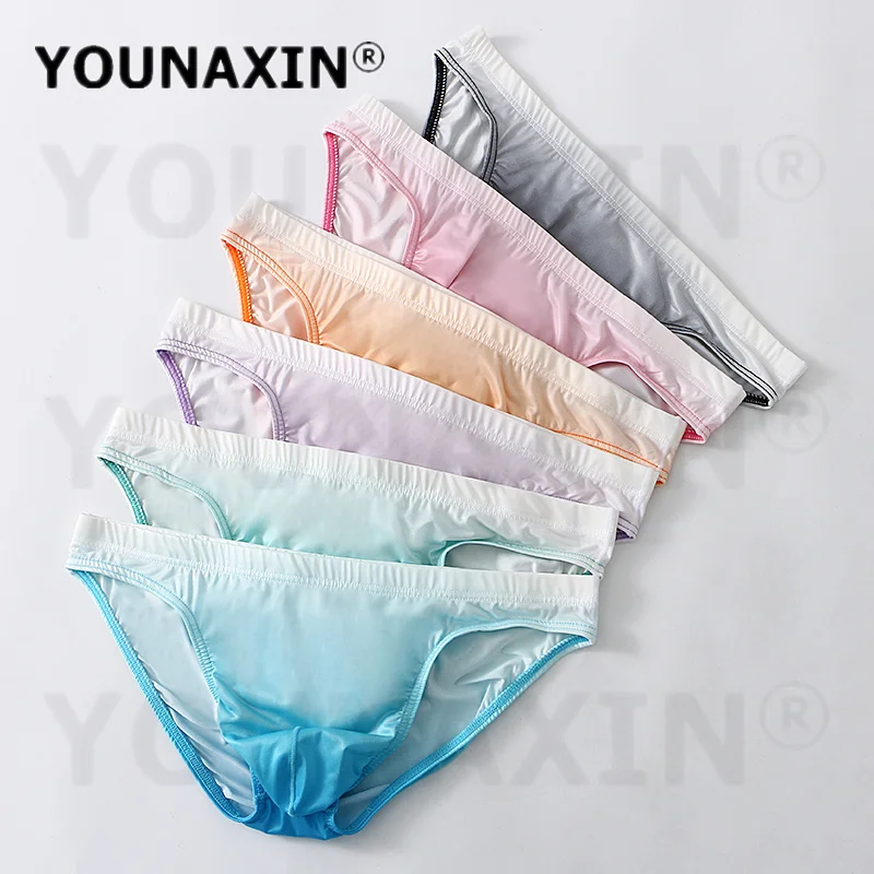 6 Pieces Men's Sexy Low Waist Gradient Triangle Briefs Loose Fit Youth Underwear Colorful Trunks For Men M L XL 2XL
