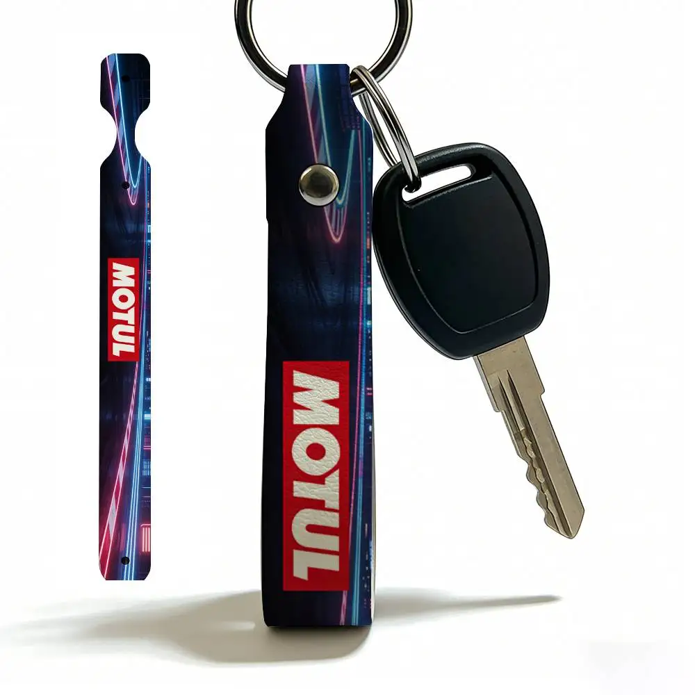 

For Motul PU Leather Motorcycle Keychain Universal Motorbike Key Ring Holder For Riders Men Gift