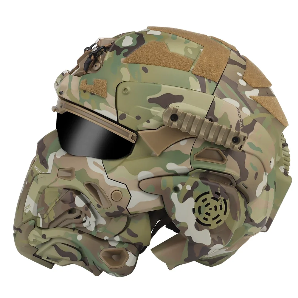 Tactical Airsoft Helmet Built-in Headset Anti-fog Fan Assault Helmet Removable Mask Paintball Airsoft Equipment Protect Helmet