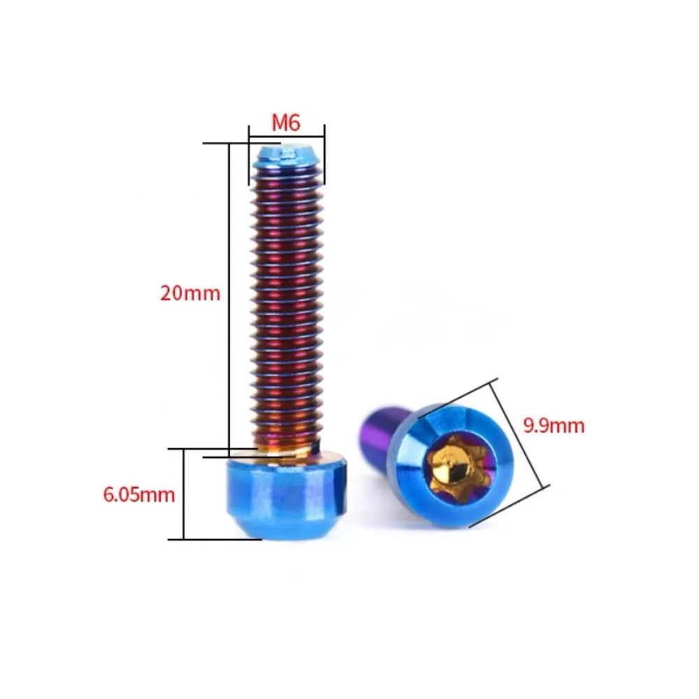 Durable M6 Titanium Screw Torx Drive Six-Lobe Head Socket Cap Screw Titanium Fastener Screw Bike Modification