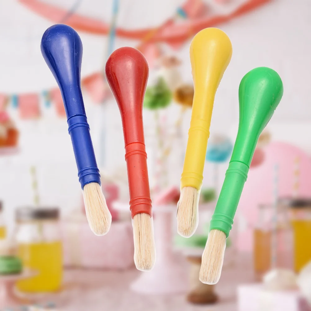 

4Pcs Painting Brushes Nylon Soft Bristle Plastic Handle for DIY Crafts Graffiti Drawing Red Yellow Blue Green